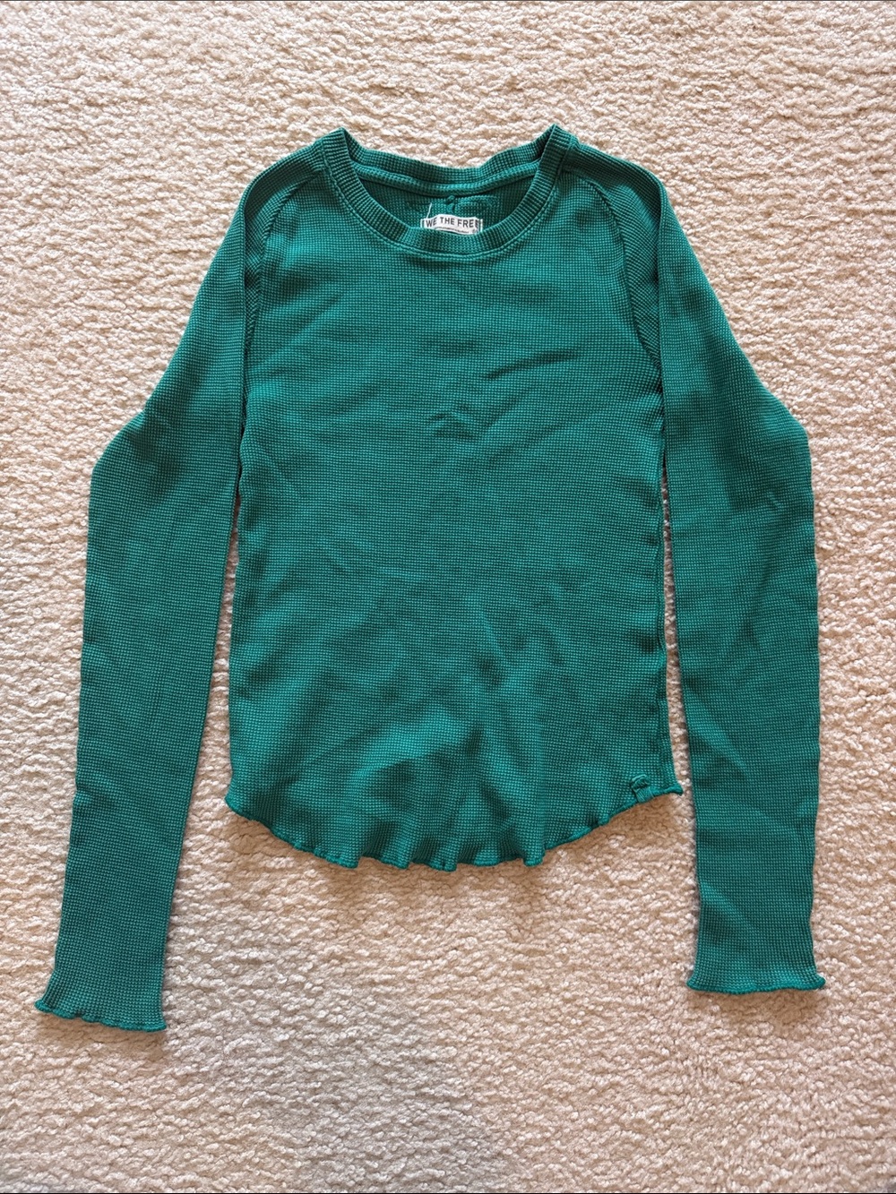 We The Free Teal Waffle Knit Long Sleeve Top